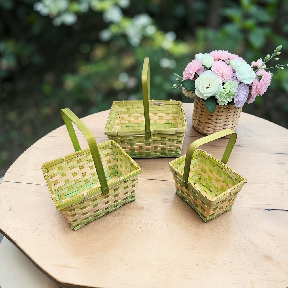 Bamboo Woven Baskets - Set Of Three